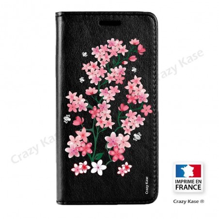 Etui Galaxy S9+ noir motif Fleurs de Sakura - Crazy Kase