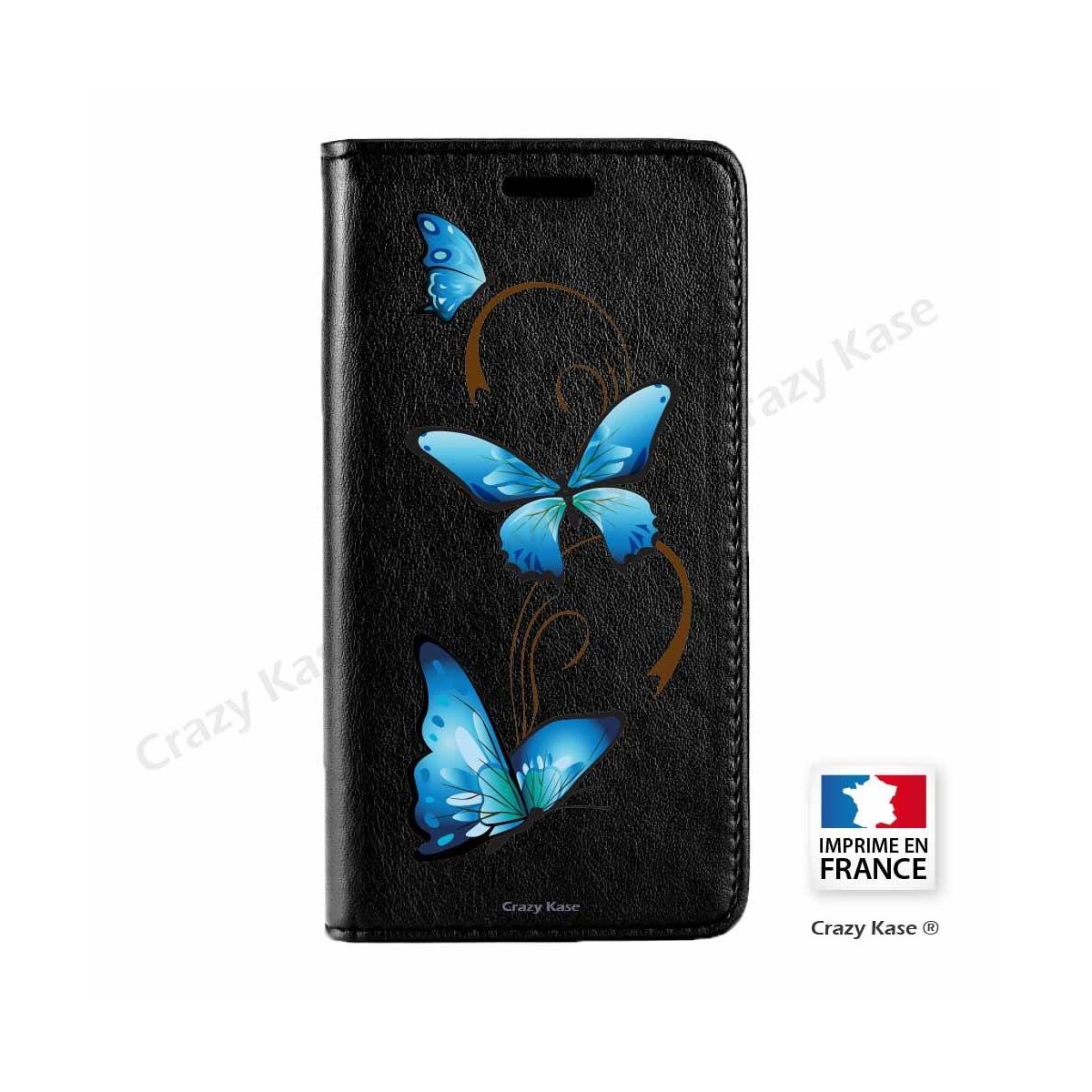 Etui Galaxy S9+ noir motif Papillon sur arabesque - Crazy Kase