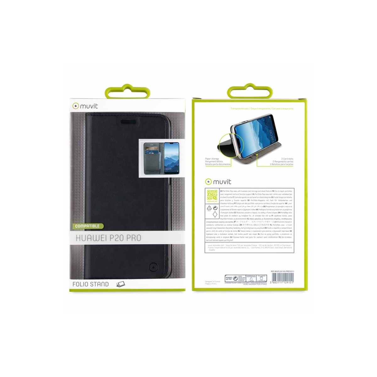 Etui Huawei P20 Pro Porte cartes Noir - Muvit