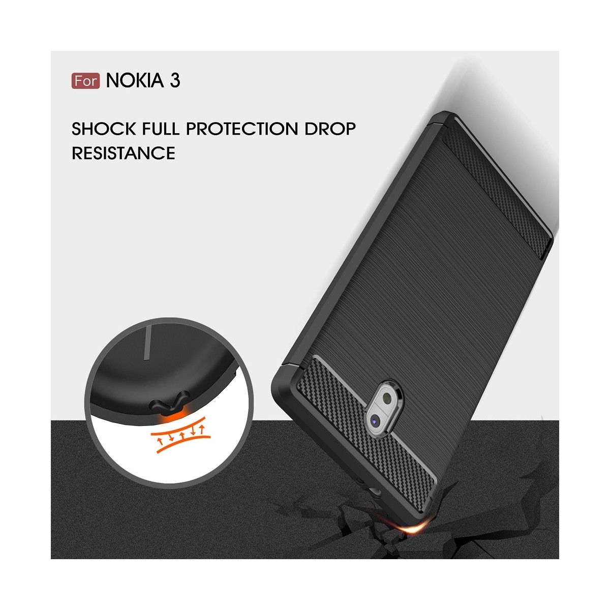 Coque Nokia 3 noir effet carbone - Crazy Kase