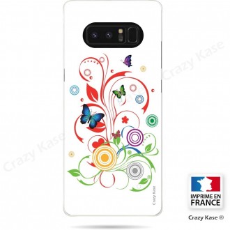 Coque Galaxy Note 8 souple motif Papillons et Cercles sur fond blanc - Crazy Kase