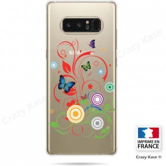 Coque Galaxy Note 8 souple motif Papillons et Cercles - Crazy Kase