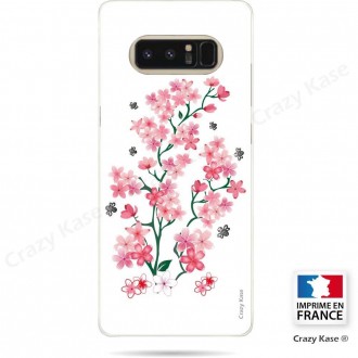 Coque Galaxy Note 8 souple motif Fleurs de Sakura sur fond blanc - Crazy Kase