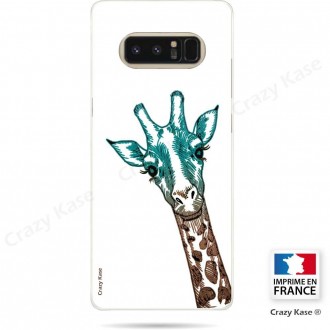 Coque Galaxy Note 8 souple motif Tête de Girafe sur fond blanc - Crazy Kase