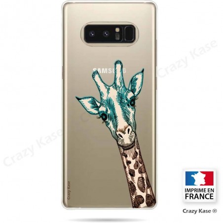 Coque Galaxy Note 8 souple motif Tête de Girafe - Crazy Kase