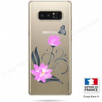 Coque Galaxy Note 8 souple motif Fleur de lotus et papillon- Crazy Kase