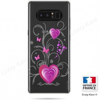 Coque Galaxy Note 8 souple motif Cœur et papillon - Crazy Kase