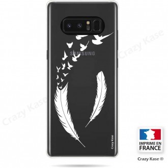 Coque Galaxy Note 8 souple motif Plume et envol d'oiseaux - Crazy Kase