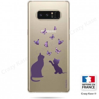 Coque Galaxy Note 8 souple Chaton jouant avec papillon - Crazy Kase