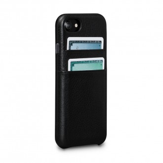 Coque iPhone 8 / iPhone 7 en cuir véritable porte-cartes noir - Sena Cases