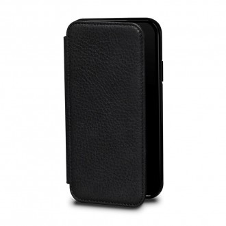 Etui iPhone Xs / iPhone X en cuir véritable porte-cartes noir - Sena Cases