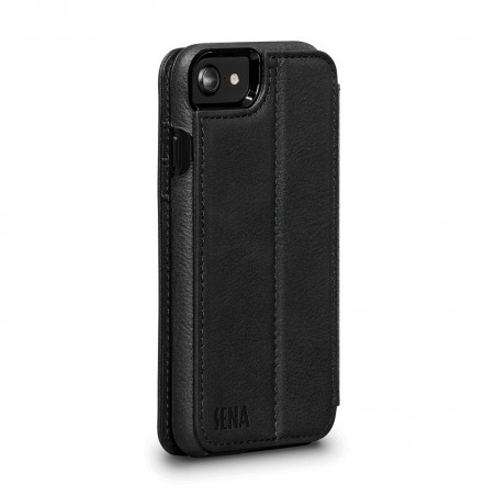 Etui iPhone 8 / iPhone 7 en cuir véritable porte-cartes noir - Sena Cases