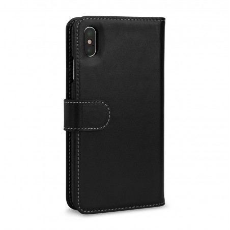 Etui iPhone Xs Max Porte-cartes Talis Noir nappa en cuir véritable - Stilgut