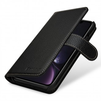 Etui iPhone Xr portefeuille Talis cuir véritable noir - Stilgut