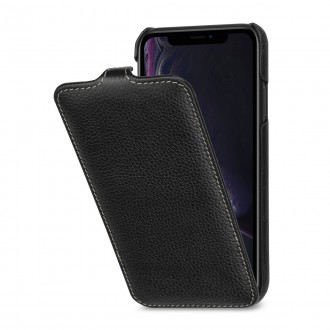 Etui iPhone Xr ultraslim grainé noir en cuir véritable - Stilgut