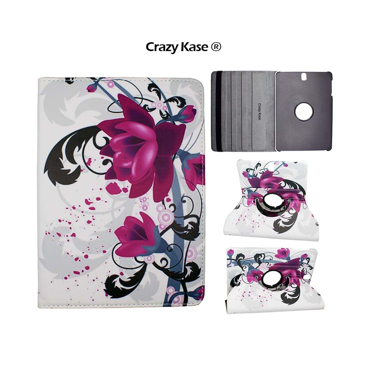 Etui Galaxy Tab S3 9.7 Rotatif 360° motif Fleur de Lotus - Crazy Kase