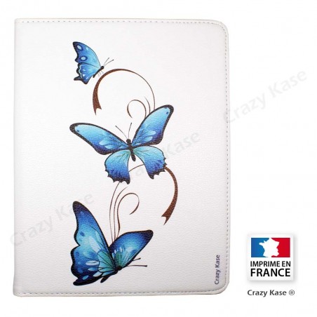 Etui iPad 2 / 3 / 4 Rotatif 360° Blanc motif Papillon sur Arabesque - Crazy Kase