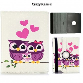 Etui iPad Air rotatif 360° motif Couple de Chouette - Crazy Kase