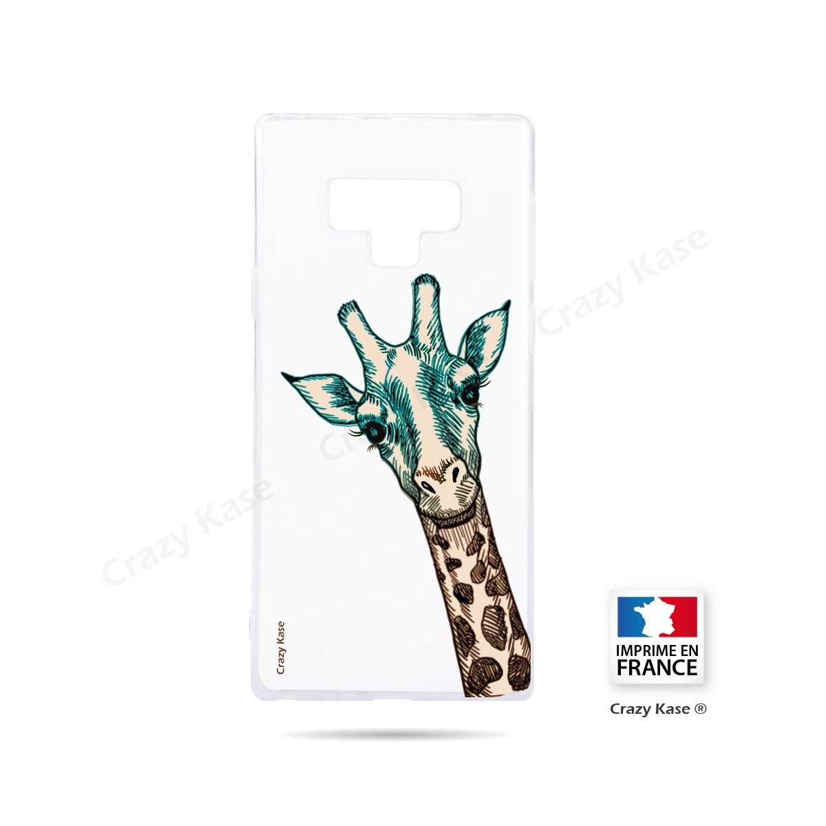 Coque Galaxy Note 9 souple motif Tête de Girafe - Crazy Kase