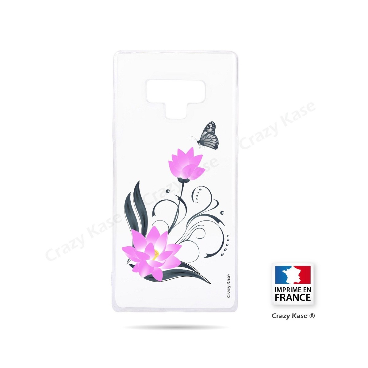 Coque Galaxy Note 9 souple motif Fleur de lotus et papillon- Crazy Kase