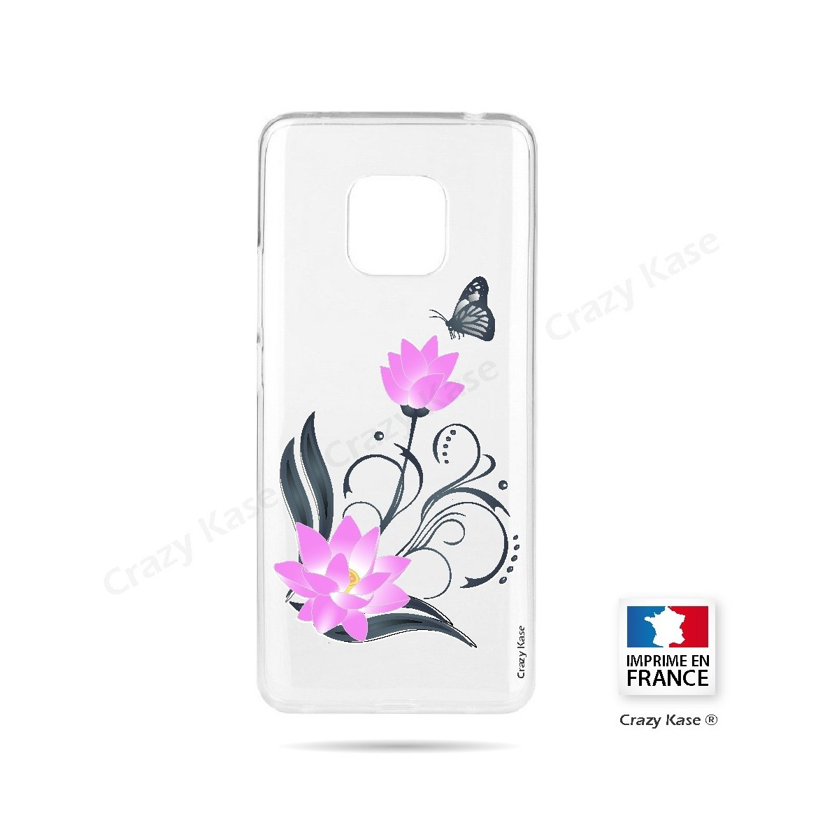 Coque Huawei Mate 20 Pro souple motif Fleur de lotus et papillon- Crazy Kase