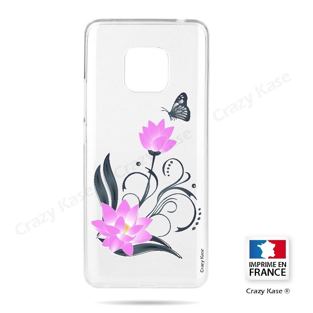 Coque Huawei Mate 20 Pro souple motif Fleur de lotus et papillon- Crazy Kase