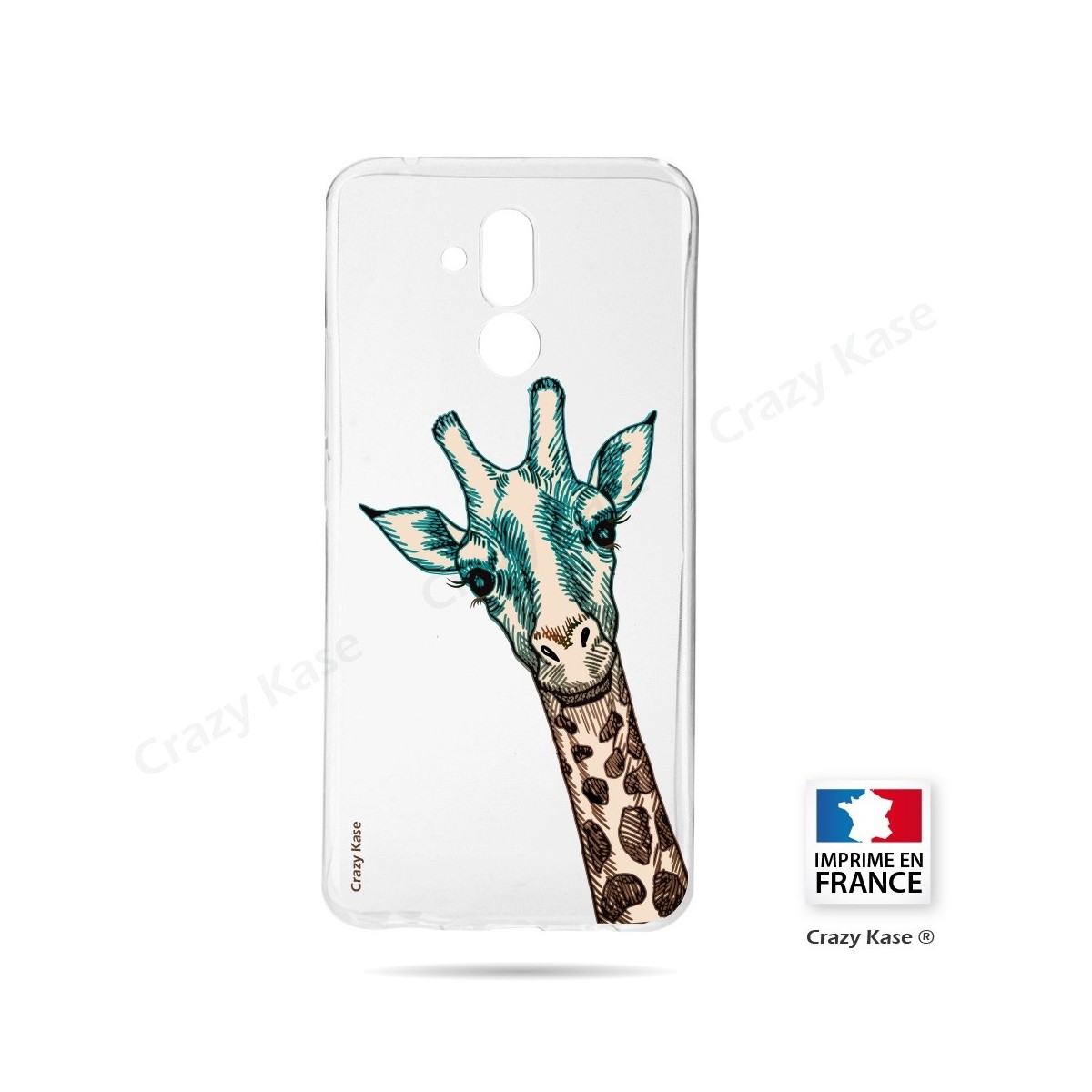 Coque Huawei Mate 20 Lite souple motif Tête de Girafe - Crazy Kase