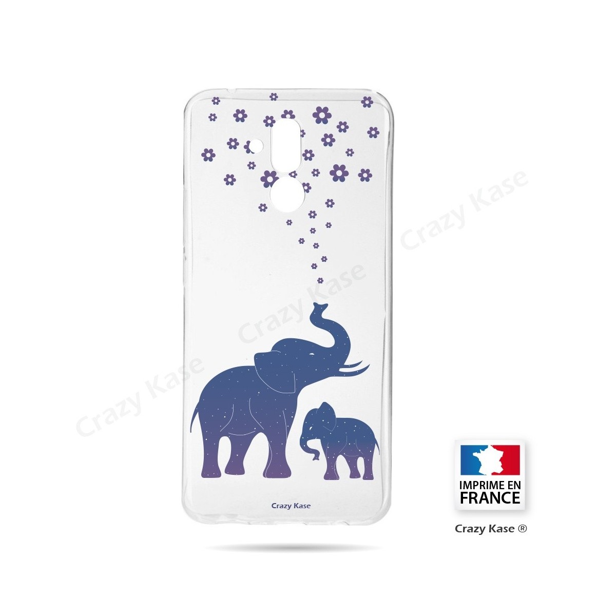Coque Huawei Mate 20 Lite souple motif Eléphant Bleu - Crazy Kase
