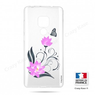 Coque Huawei Mate 20 souple motif Fleur de lotus et papillon- Crazy Kase