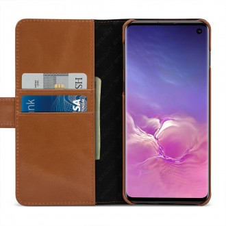 Etui Galaxy S10 porte-cartes cognac en cuir véritable - Stilgut