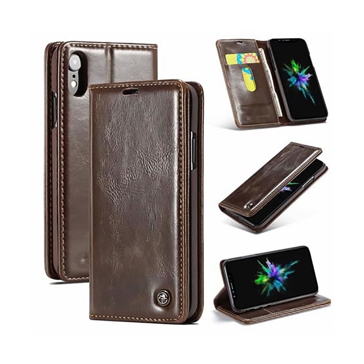 Etui iPhone Xr porte-cartes Marron - CaseMe