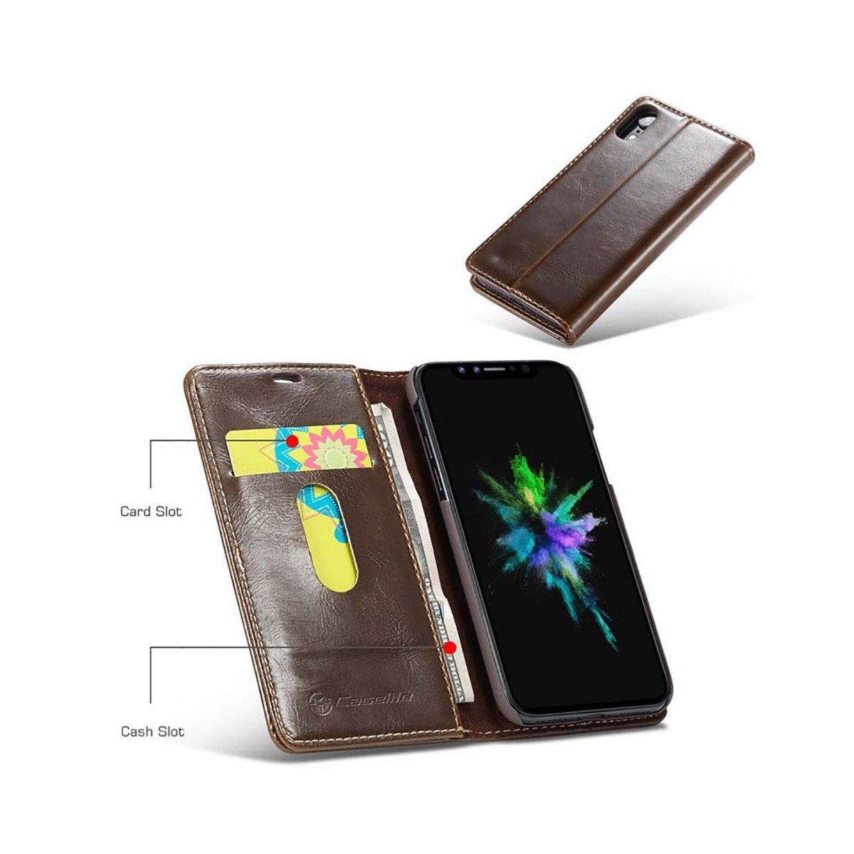 Etui iPhone Xr porte-cartes Marron - CaseMe