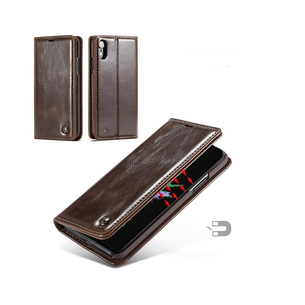 Etui iPhone Xr porte-cartes Marron - CaseMe