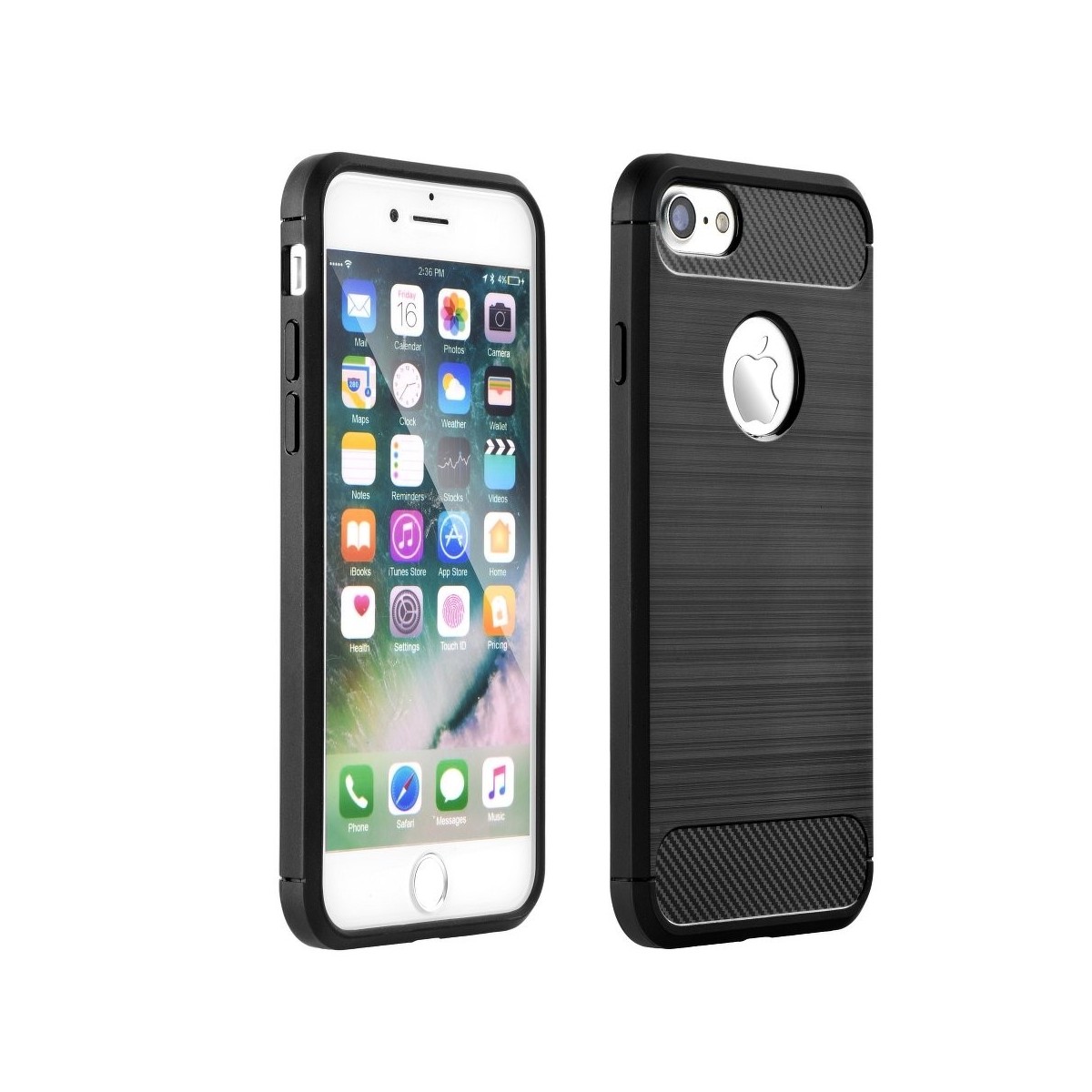 Coque iPhone 7/8 noir souple effet carbone - Crazy Kase