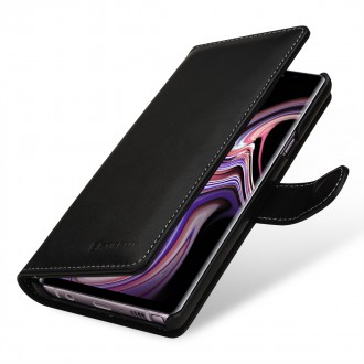 Etui Galaxy Note 9 porte-cartes Noir nappa en cuir véritable - Stilgut