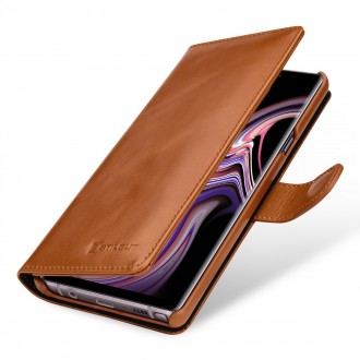 Etui Galaxy Note 9 porte-cartes cognac en cuir véritable - Stilgut
