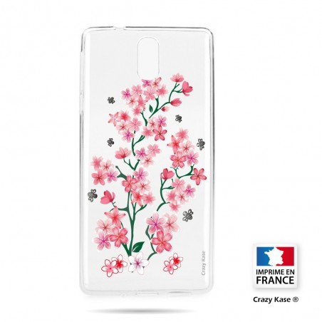 Coque compatible Nokia 3.1 souple motif Fleurs de Sakura - Crazy Kase