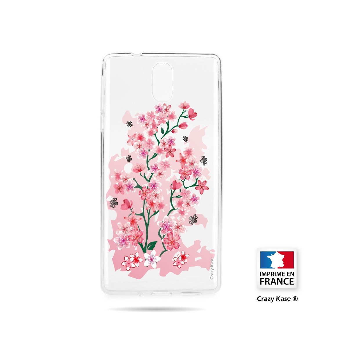 Coque compatible Nokia 3.1 souple motif Fleurs de Cerisier - Crazy Kase