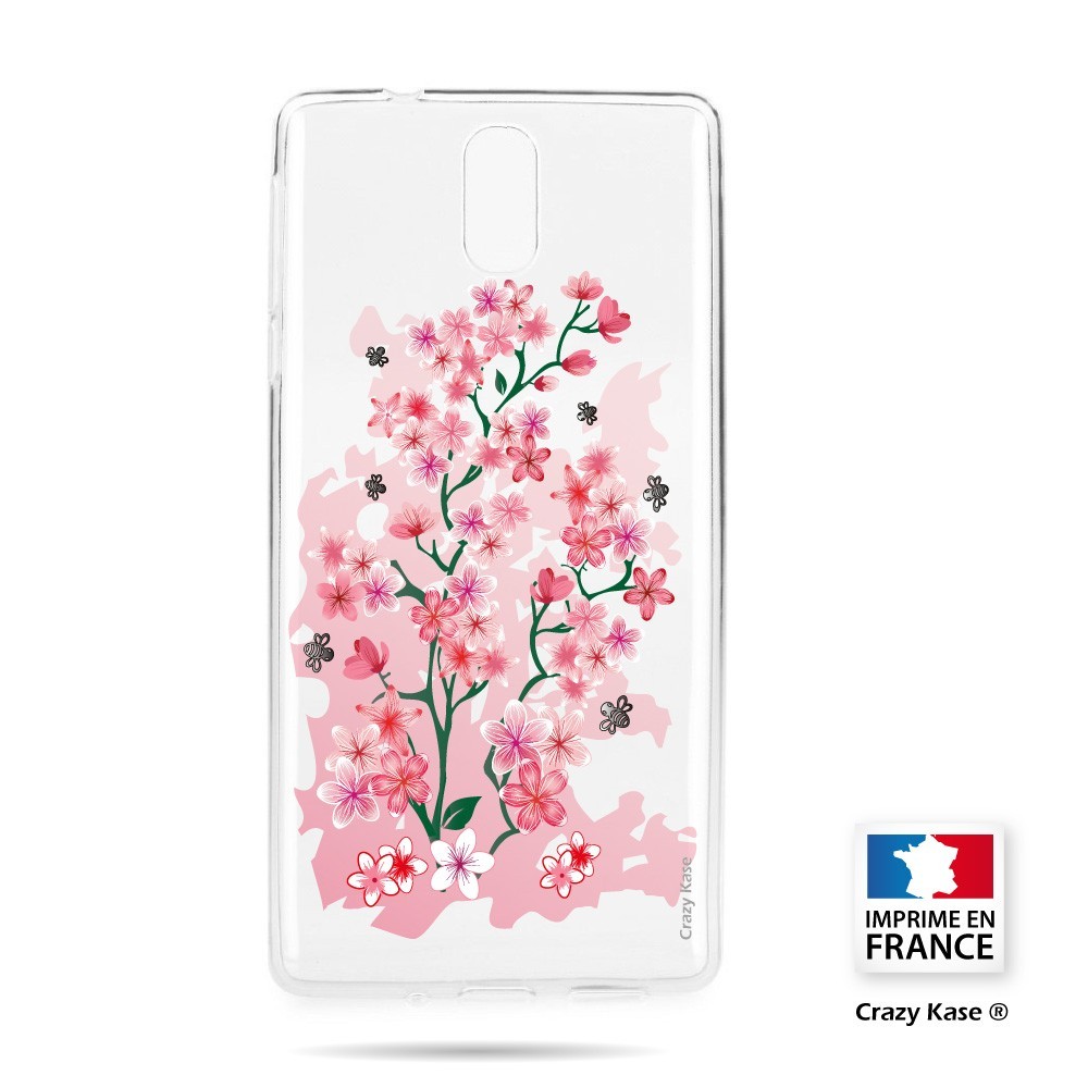 Coque compatible Nokia 3.1 souple motif Fleurs de Cerisier - Crazy Kase