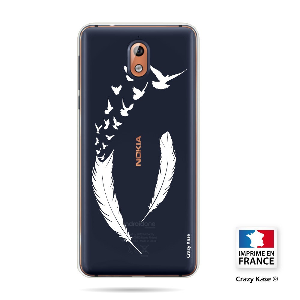 Coque compatible Nokia 3.1 souple motif Plume et envol d'oiseaux - Crazy Kase