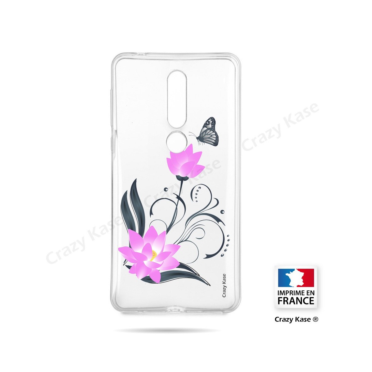 Coque compatible Nokia 4.2 souple Fleur de lotus et papillon- Crazy Kase