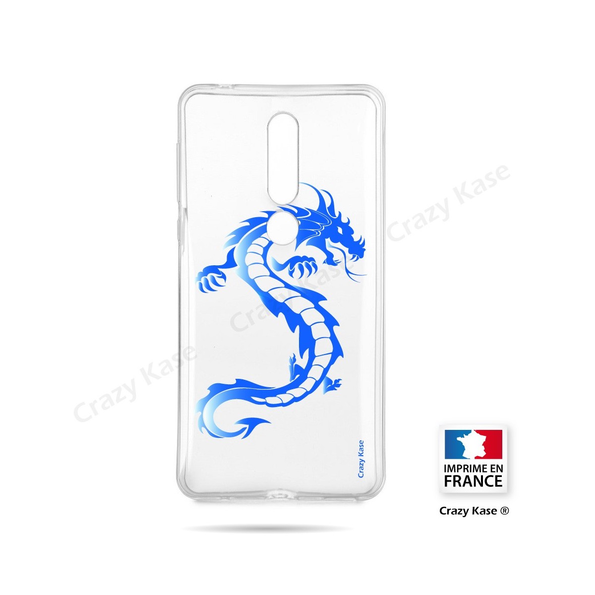 Coque compatible Nokia 4.2 souple Dragon bleu - Crazy Kase