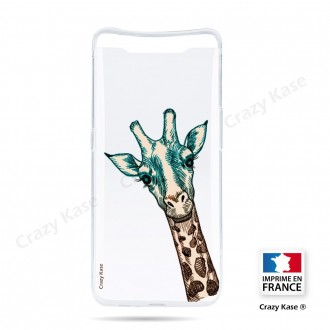 Coque compatible Galaxy A80 souple Tête de Girafe - Crazy Kase