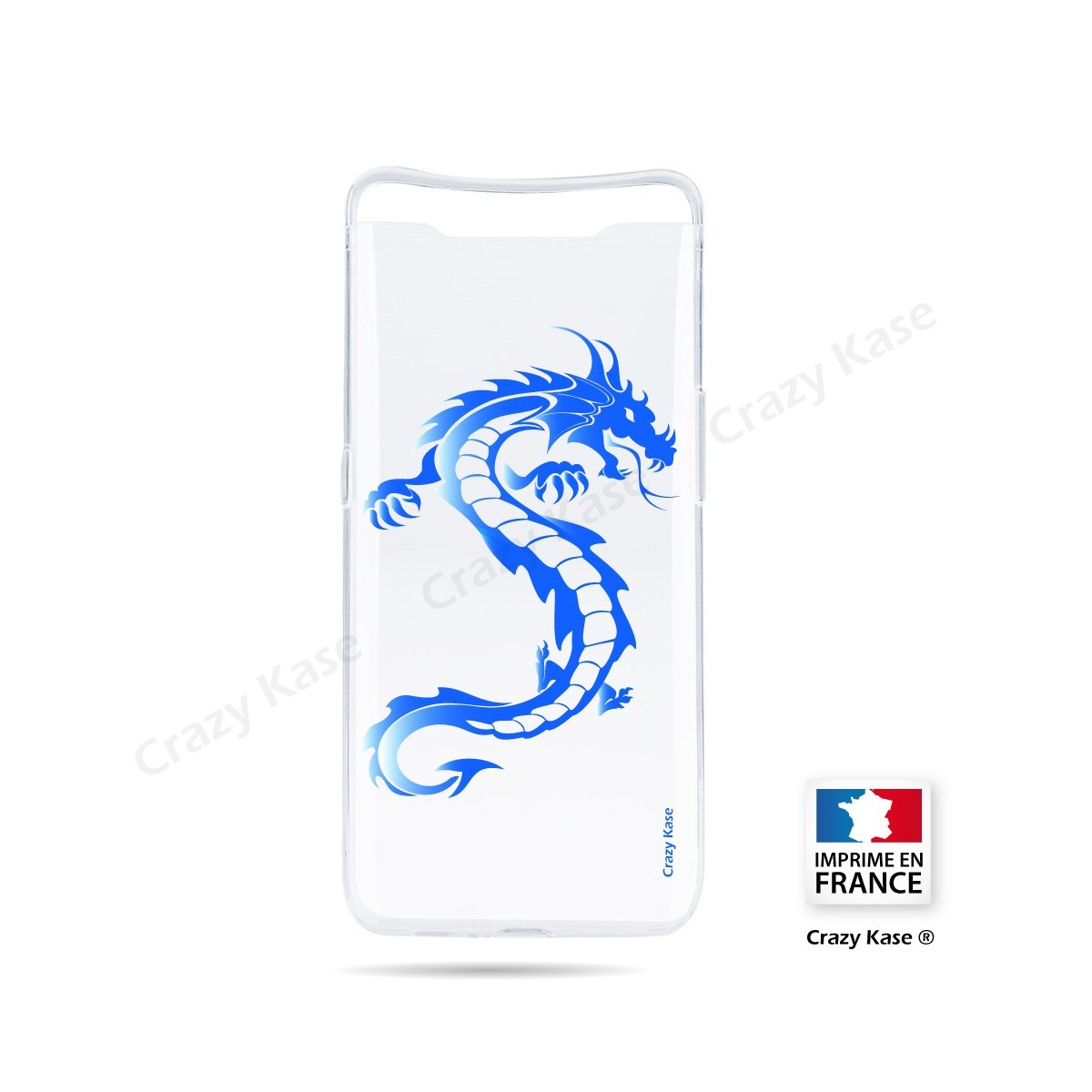 Coque compatible Galaxy A80 souple Dragon bleu - Crazy Kase