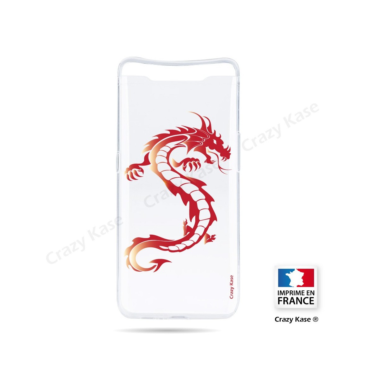 Coque compatible Galaxy A80 souple Dragon rouge - Crazy Kase