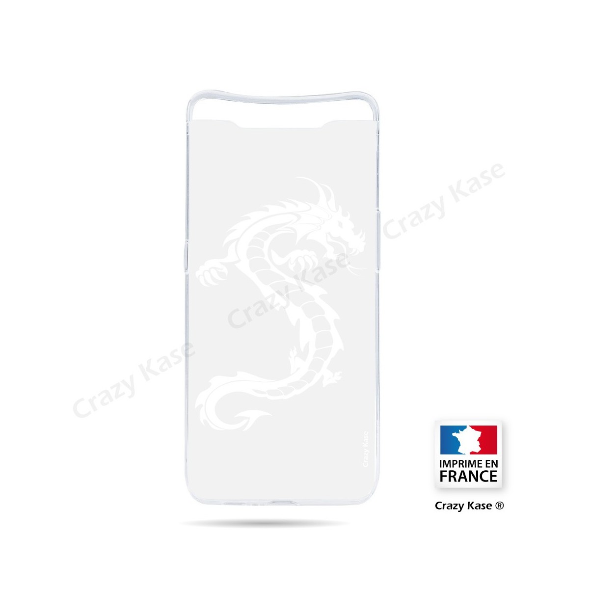 Coque compatible Galaxy A80 souple Dragon Blanc - Crazy Kase