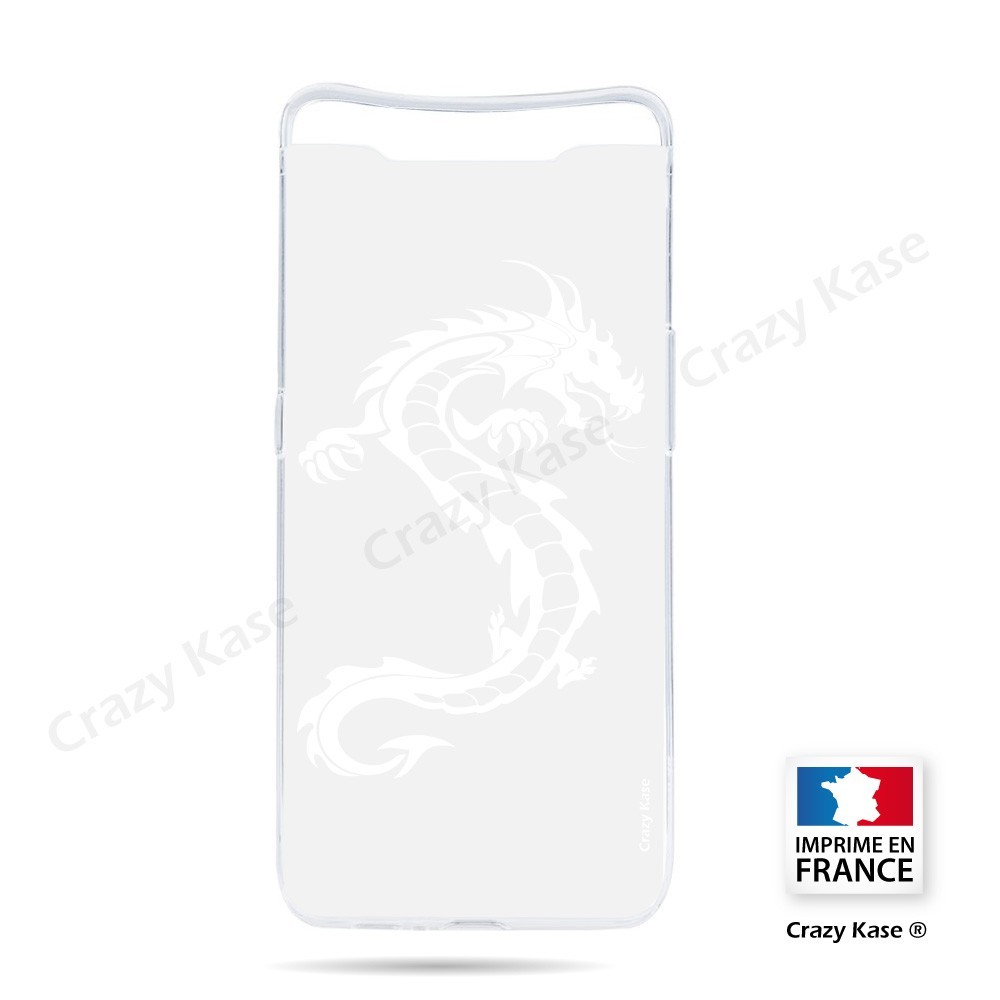 Coque compatible Galaxy A80 souple Dragon Blanc - Crazy Kase