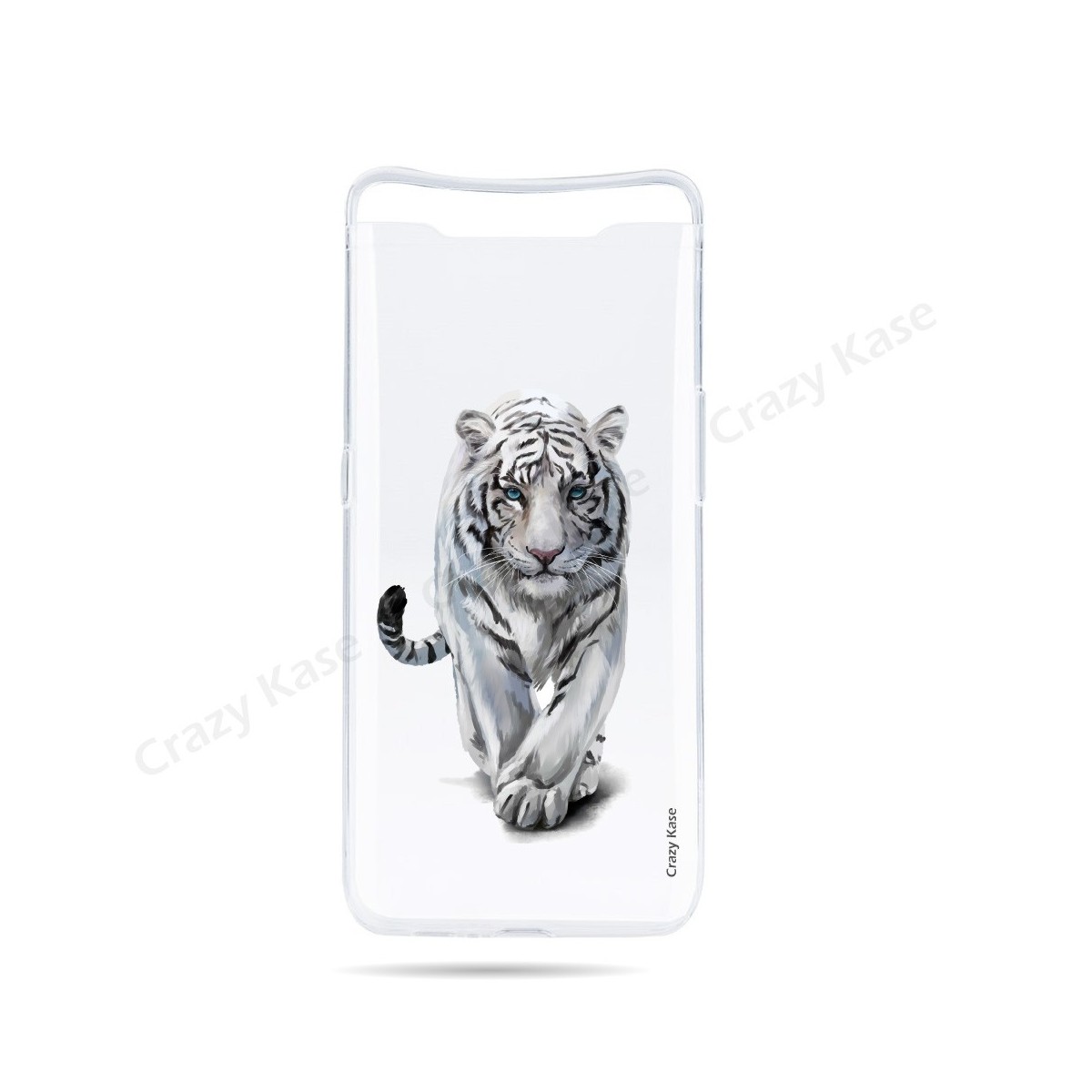Coque compatible Galaxy A80 souple Tigre blanc - Crazy Kase