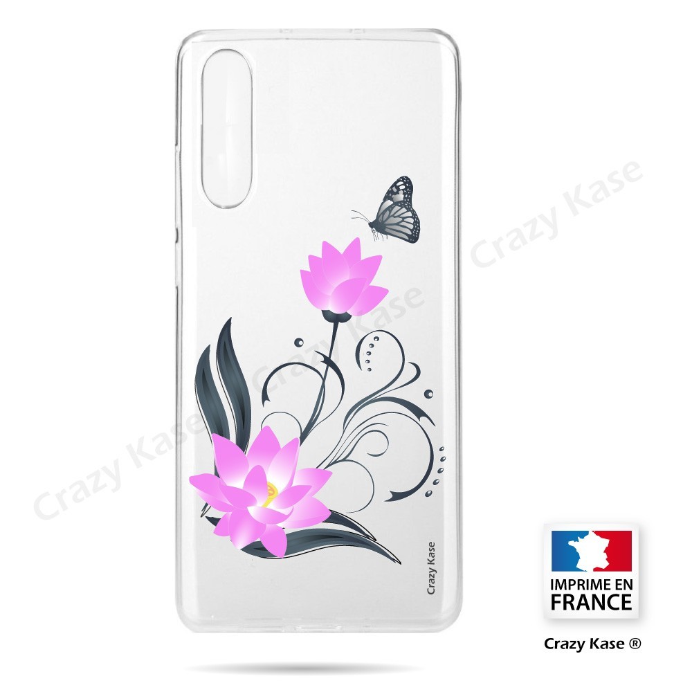 Coque compatible Galaxy A50 souple Fleur de lotus et papillon- Crazy Kase