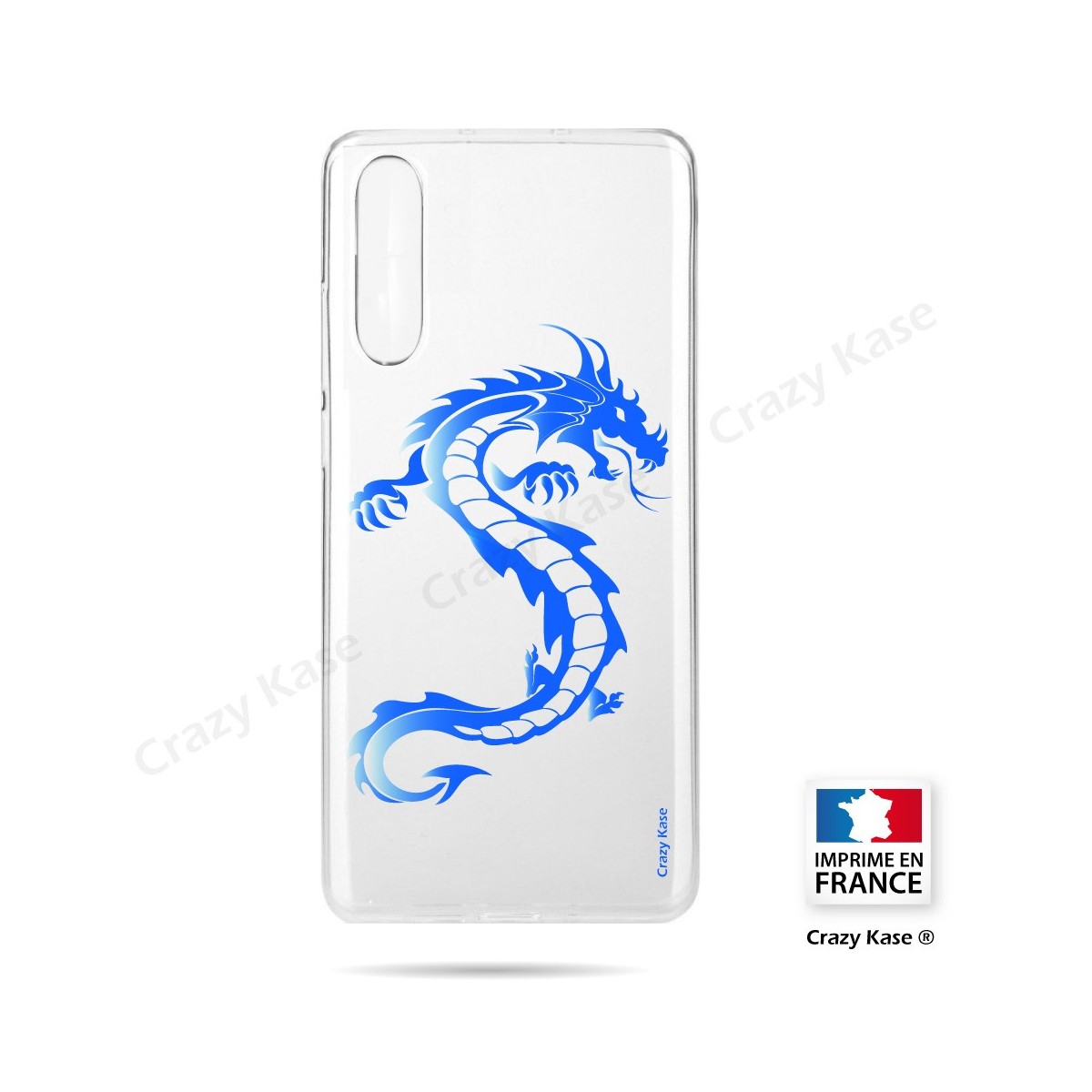 Coque compatible Galaxy A50 souple Dragon bleu - Crazy Kase